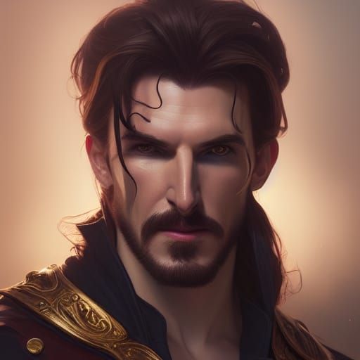 Captain Hook: Hyperdetailed Portrait in Vibrant Triadic Colo...