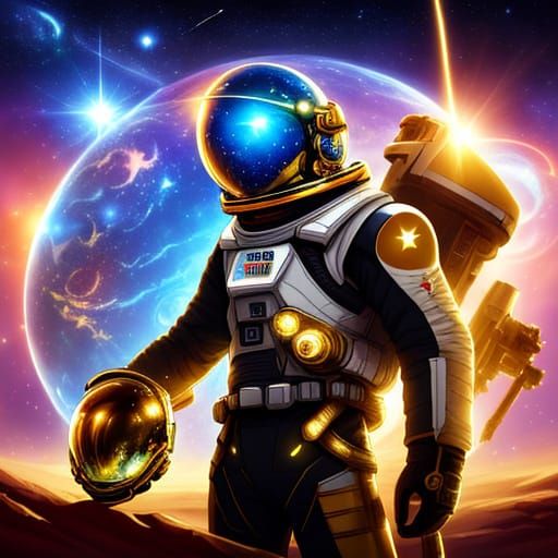 Astronaut in Golden Hour Glow