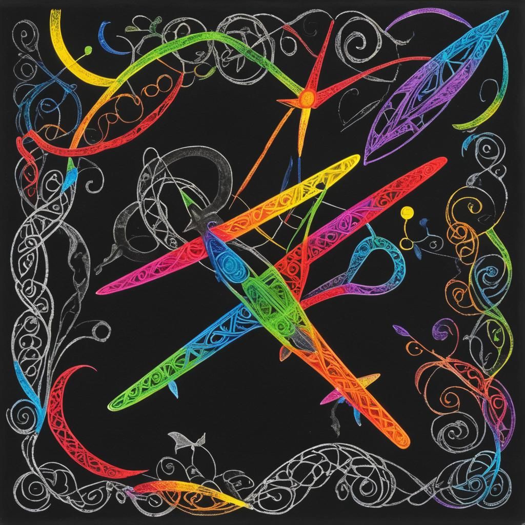 Child's Surreal Celtic Knotwork Art Featuring Airplane Silho...