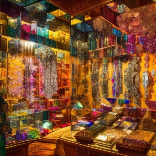 Epic Crystal Emporium in Vibrant Digital Realism