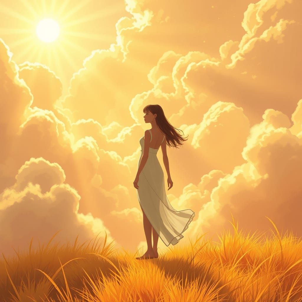 Whimsical Golden Landscape with Delicate Lighting