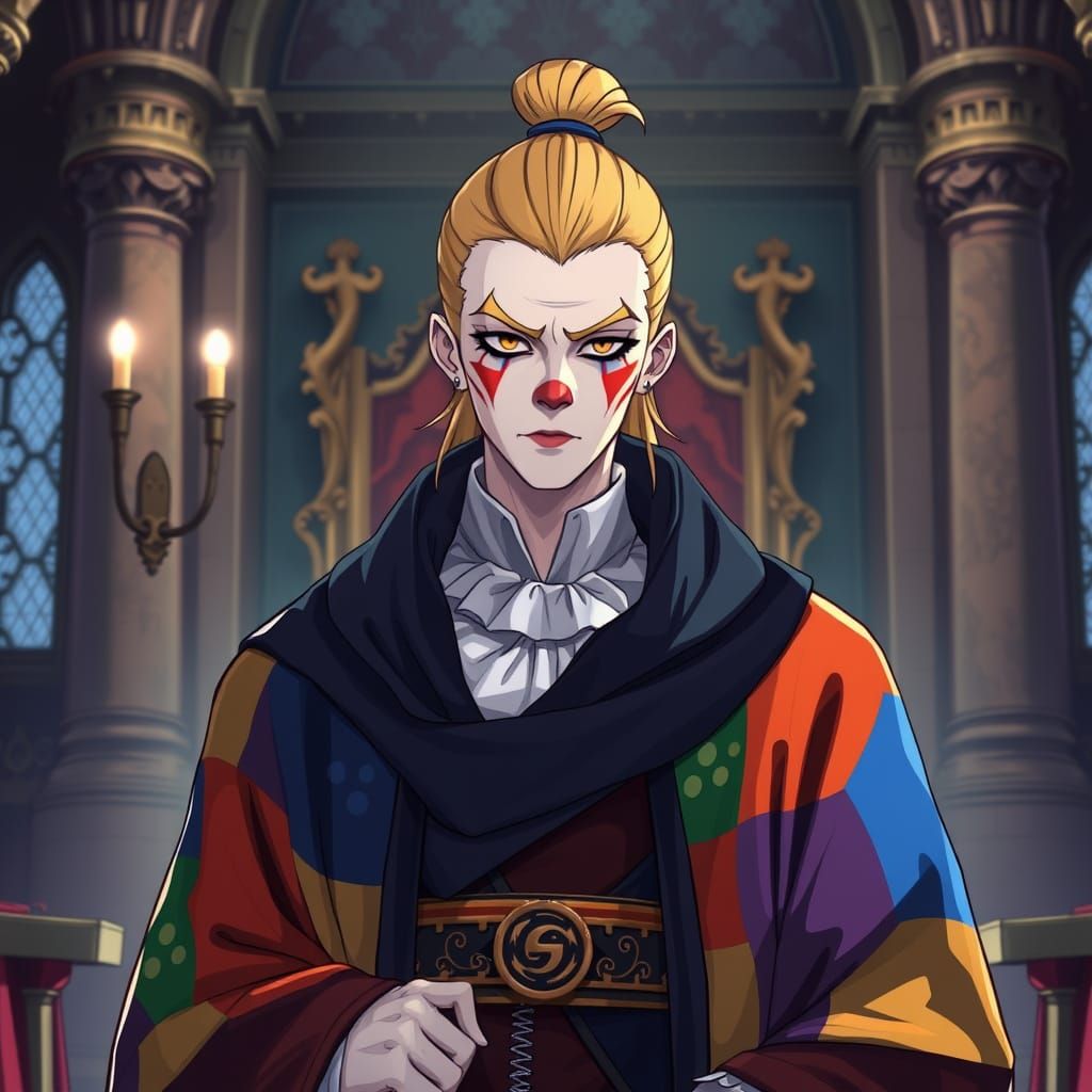 Manga-Inspired Court Mage in Throne Room