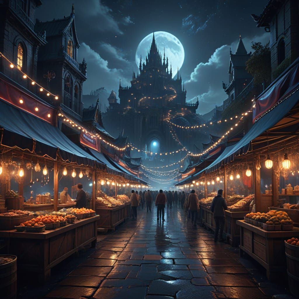 Fantastical Night Bazaar in Deep Colors
