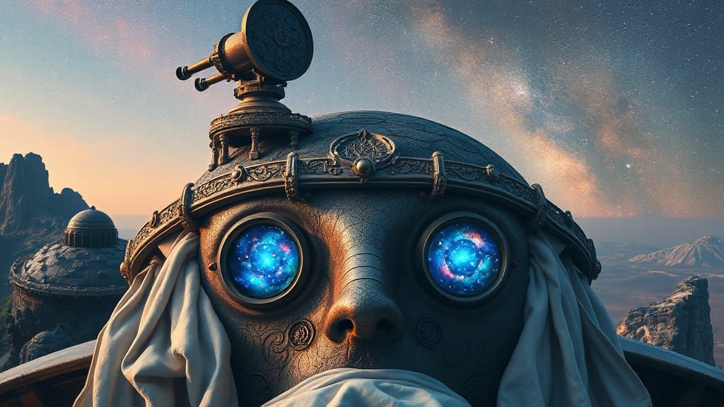 Surreal Observatory on Dreaming God in Digital Art Style