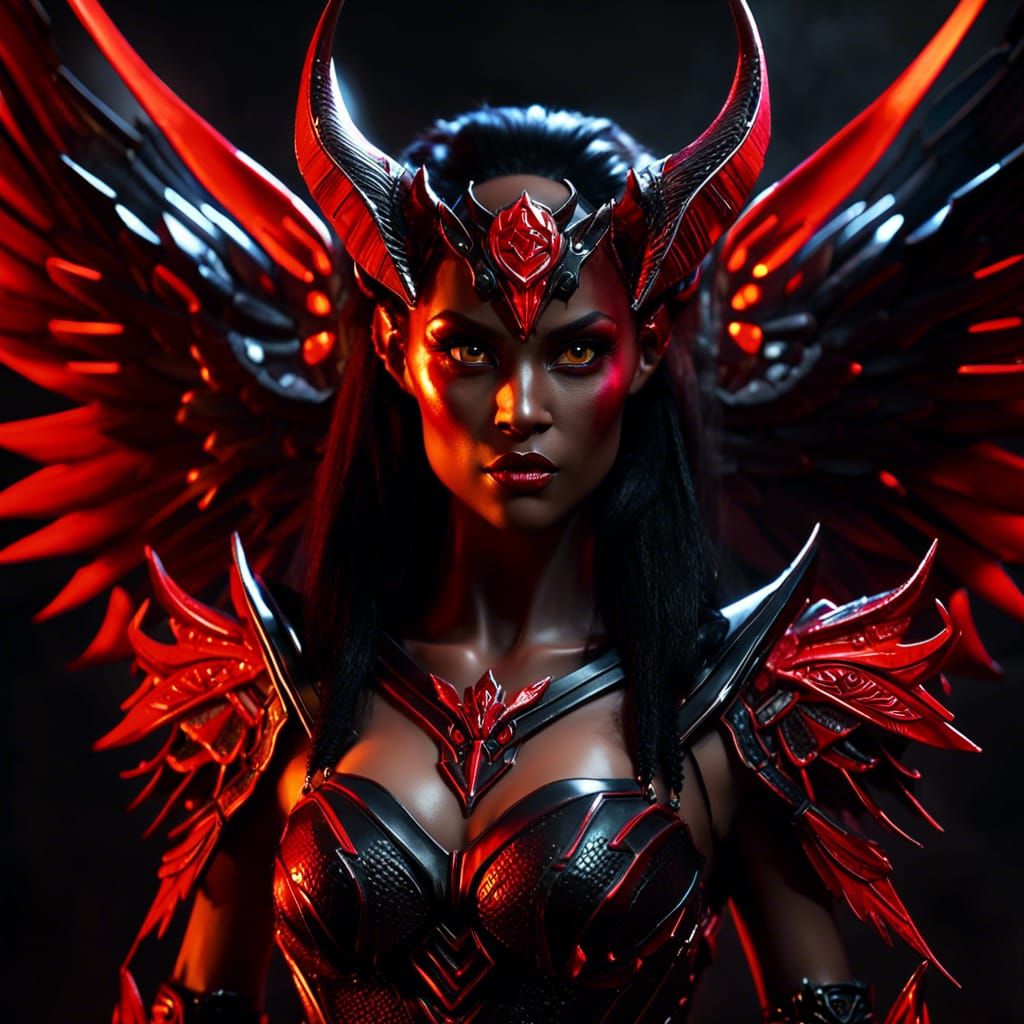 "beautiful black winged female demon"