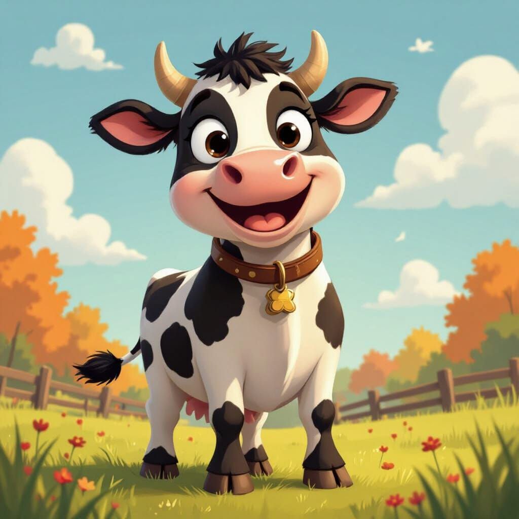 Cheerful Cartoon Cow Book Cover Art