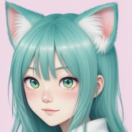 Whimsical Kawaii Manga Cat in Close-Up Portrait