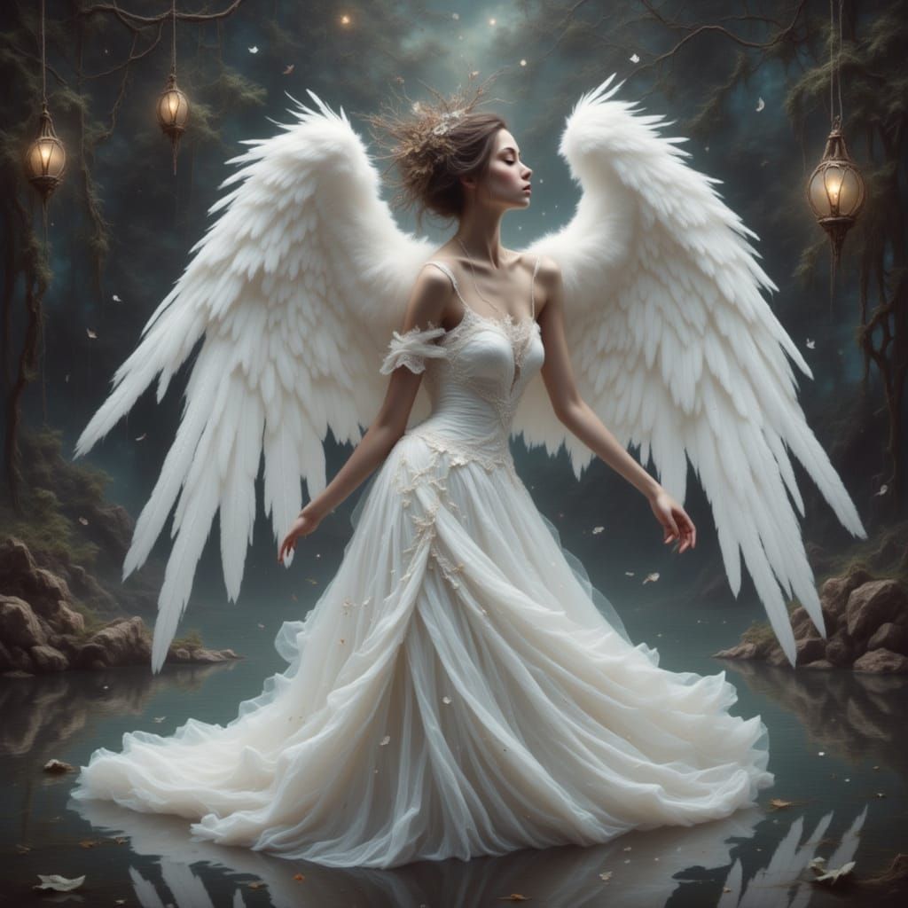 Ethereal angel woman of flowing shades