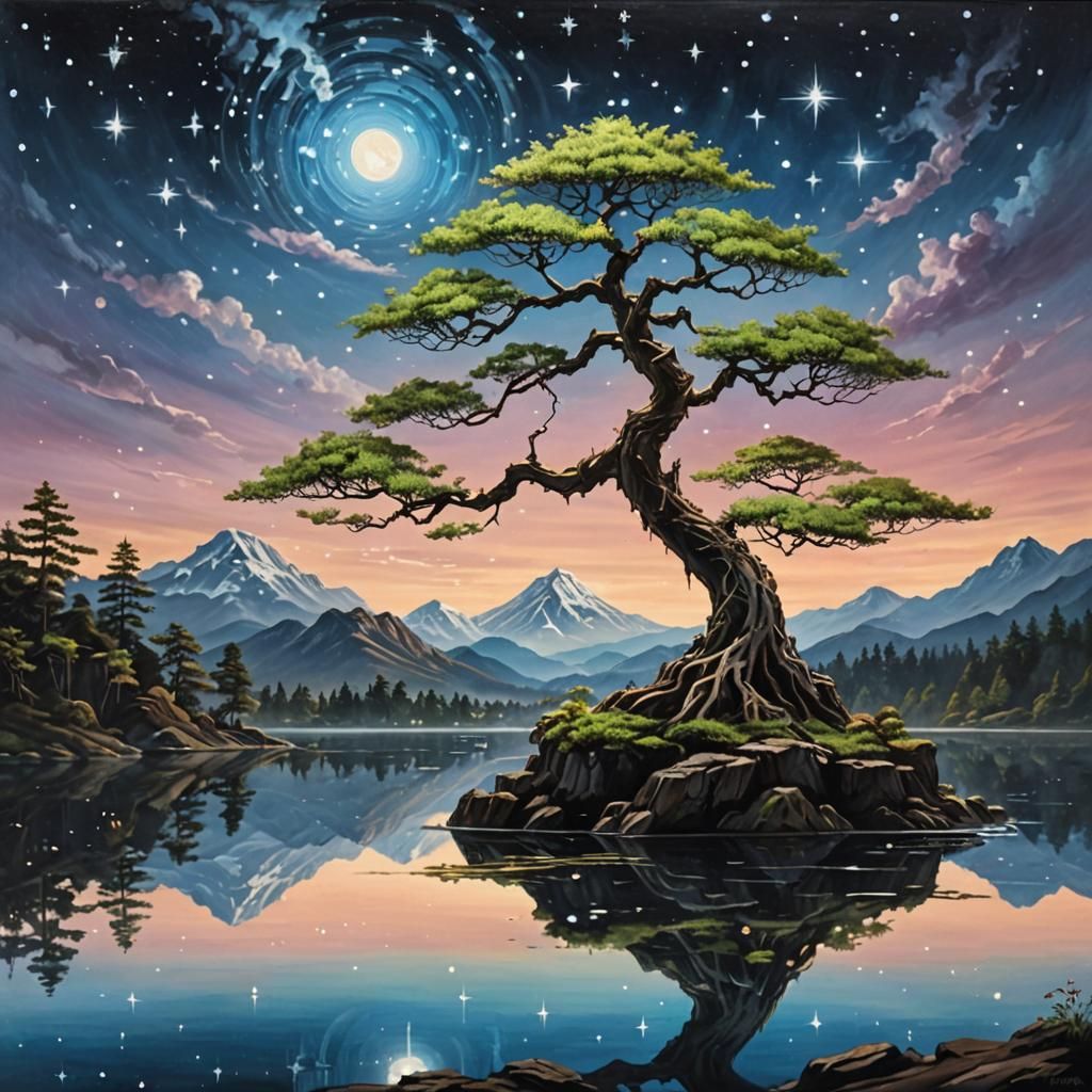 Romantic Steampunk Landscape at Dawn