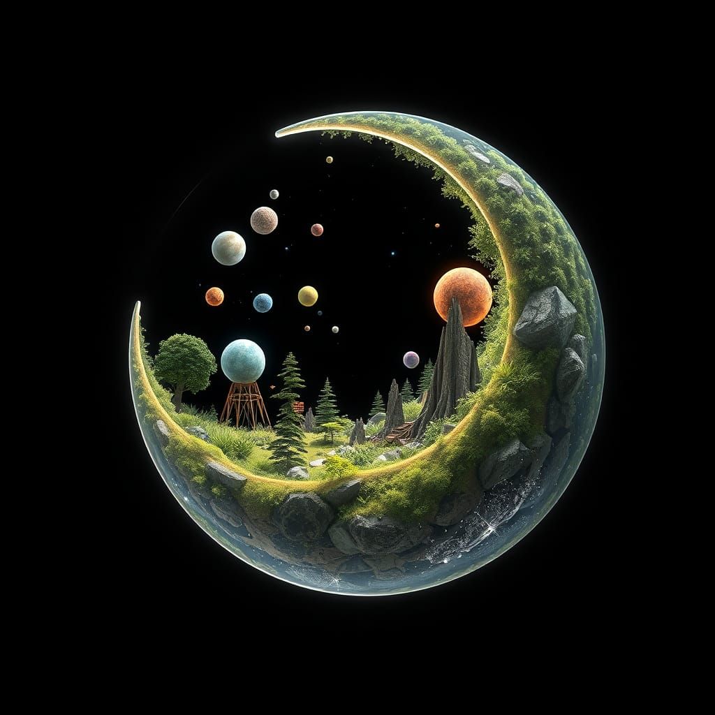 Futuristic Celestial Wonders in Glass Moon