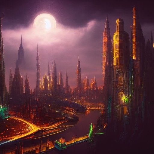 Futuristic Cityscape in Deep Space