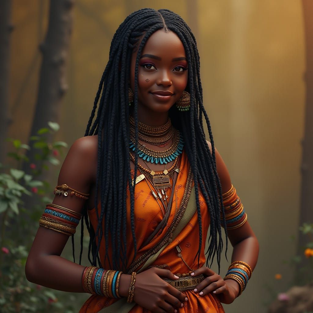 African Lady in Dreamlike Elegance