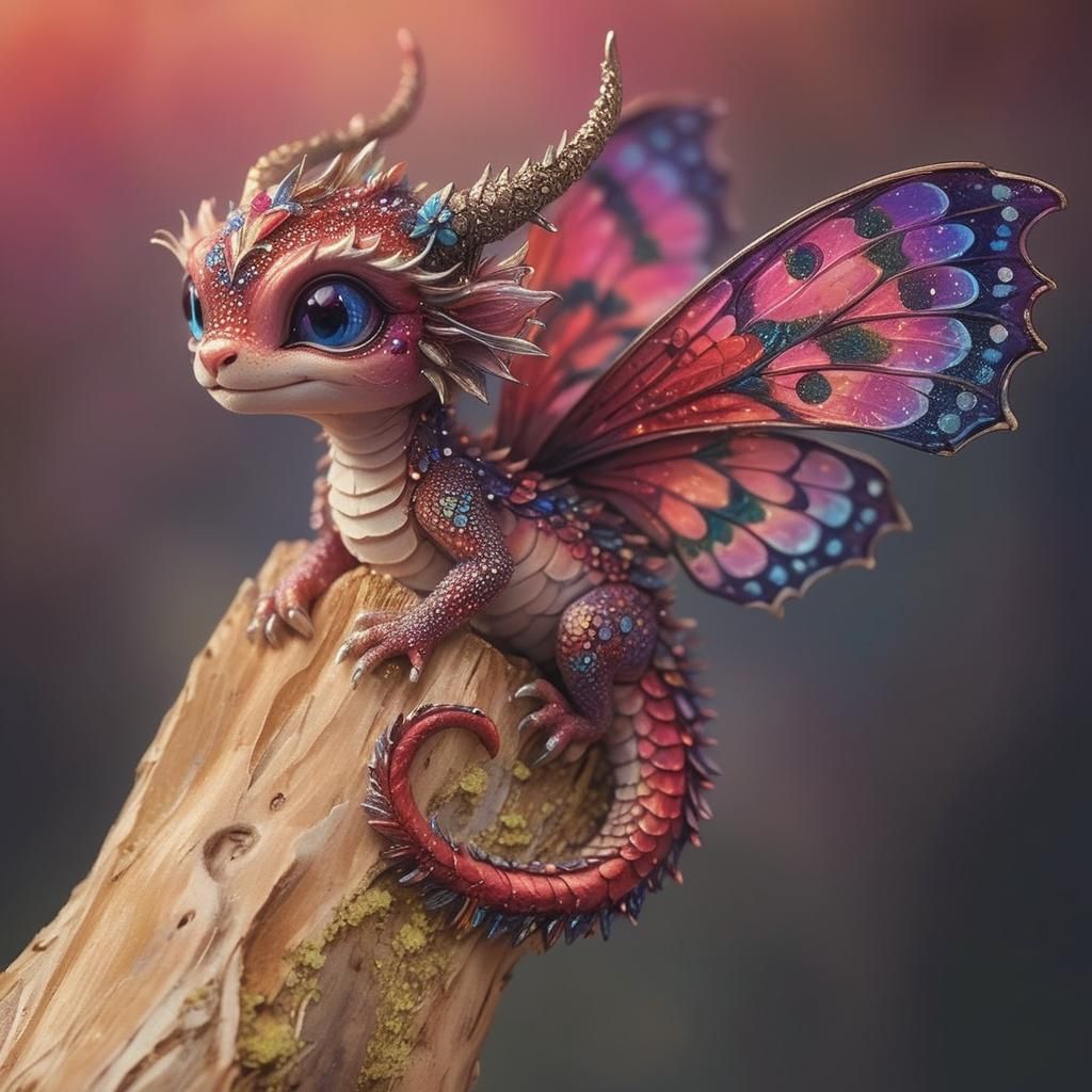 Whimsical Fantasy Fairy Dragon Illustration