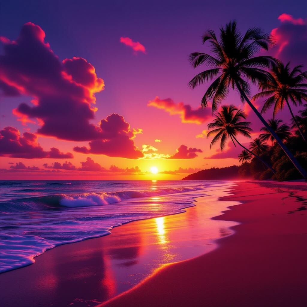 Cinematic Tropical Beach Sunset