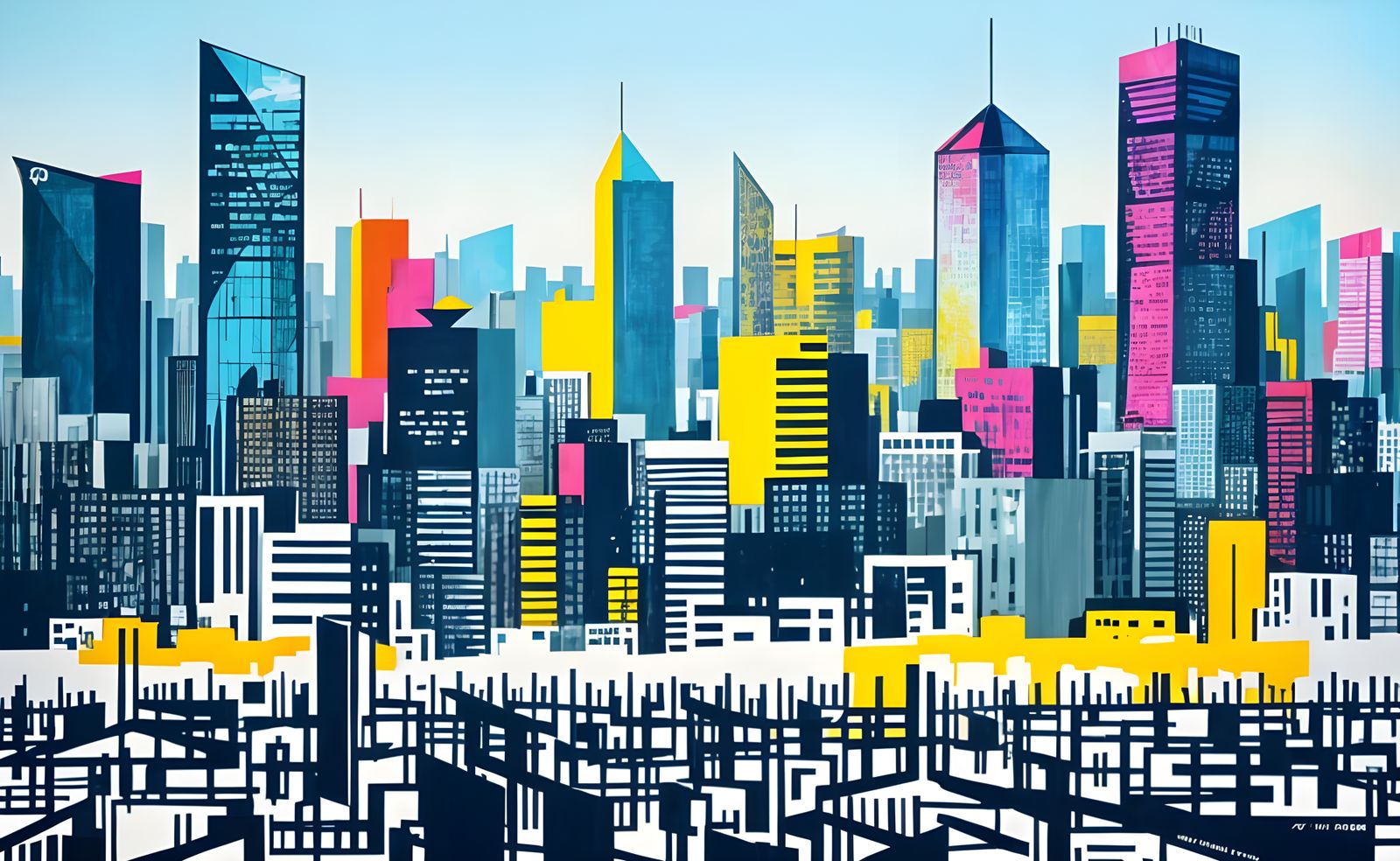 Abstract Colorfield Cityscape in Rothko Style