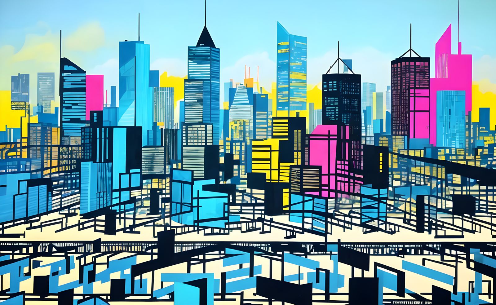 Abstract Cityscape in Rothko-Style Colorfield Painting