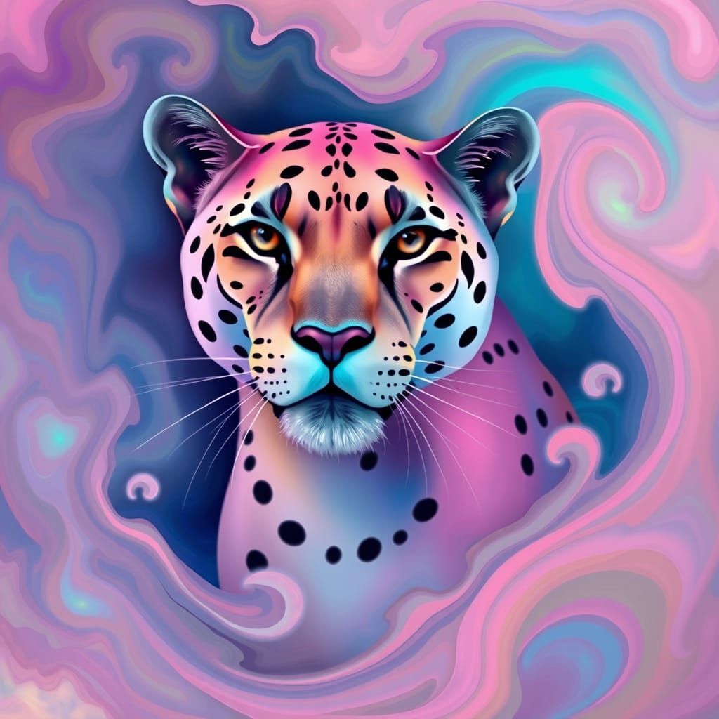 Dreamy Pastel Panther in Ethereal Colors