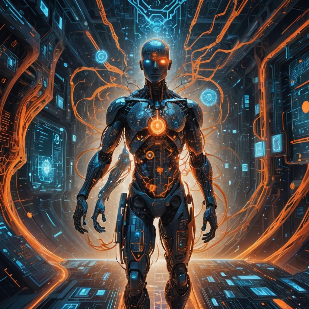 Ethereal Mathemagician in Glowing Synthesis