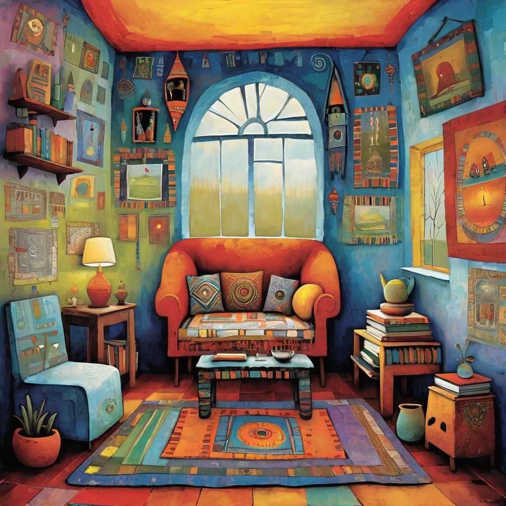 Cozy Reading Nook in Naive Tribal Style