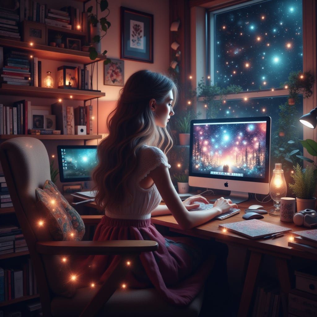 Enchanted Office Sanctuary in Whimsical Storybook Style