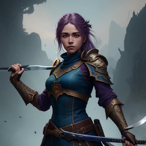 Epic Fantasy Warrior Maiden with Blade