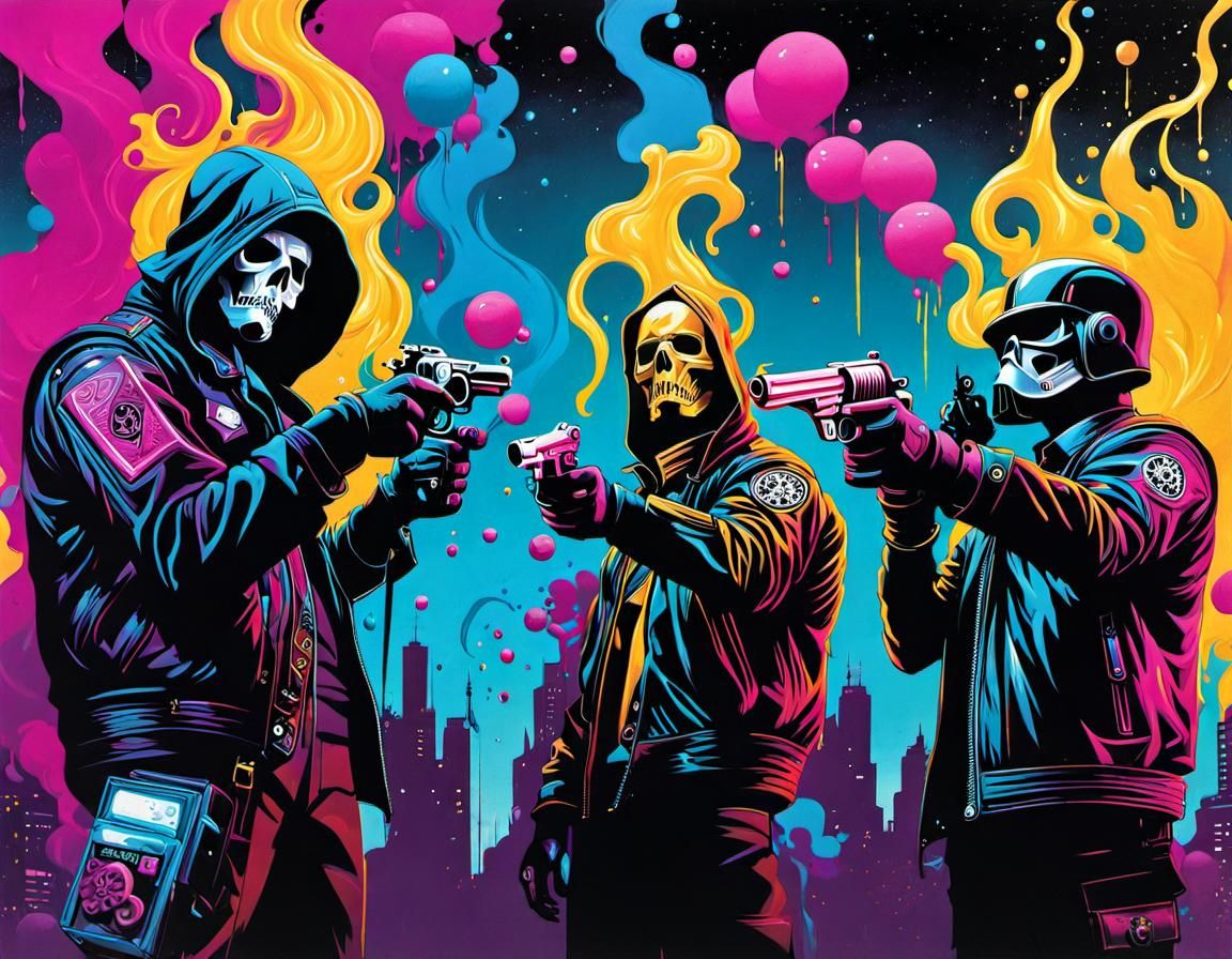 Cyberpunk Graffiti Art: Aces and Eights in Maximum Detail