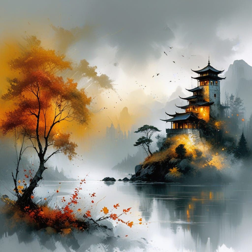 Autumn Masterpiece in Vibrant Grunge Style
