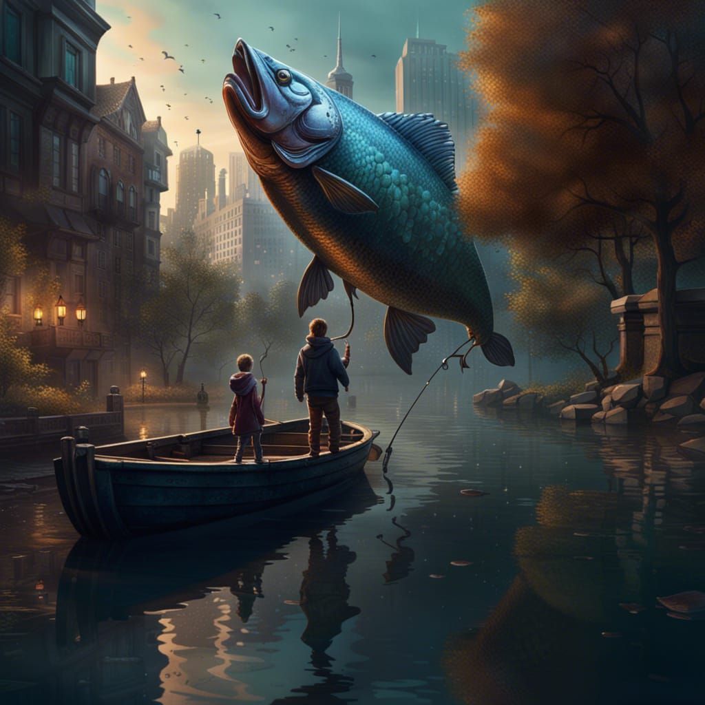 Father and Daughter's City Lake Fishing Adventure in Vibrant...