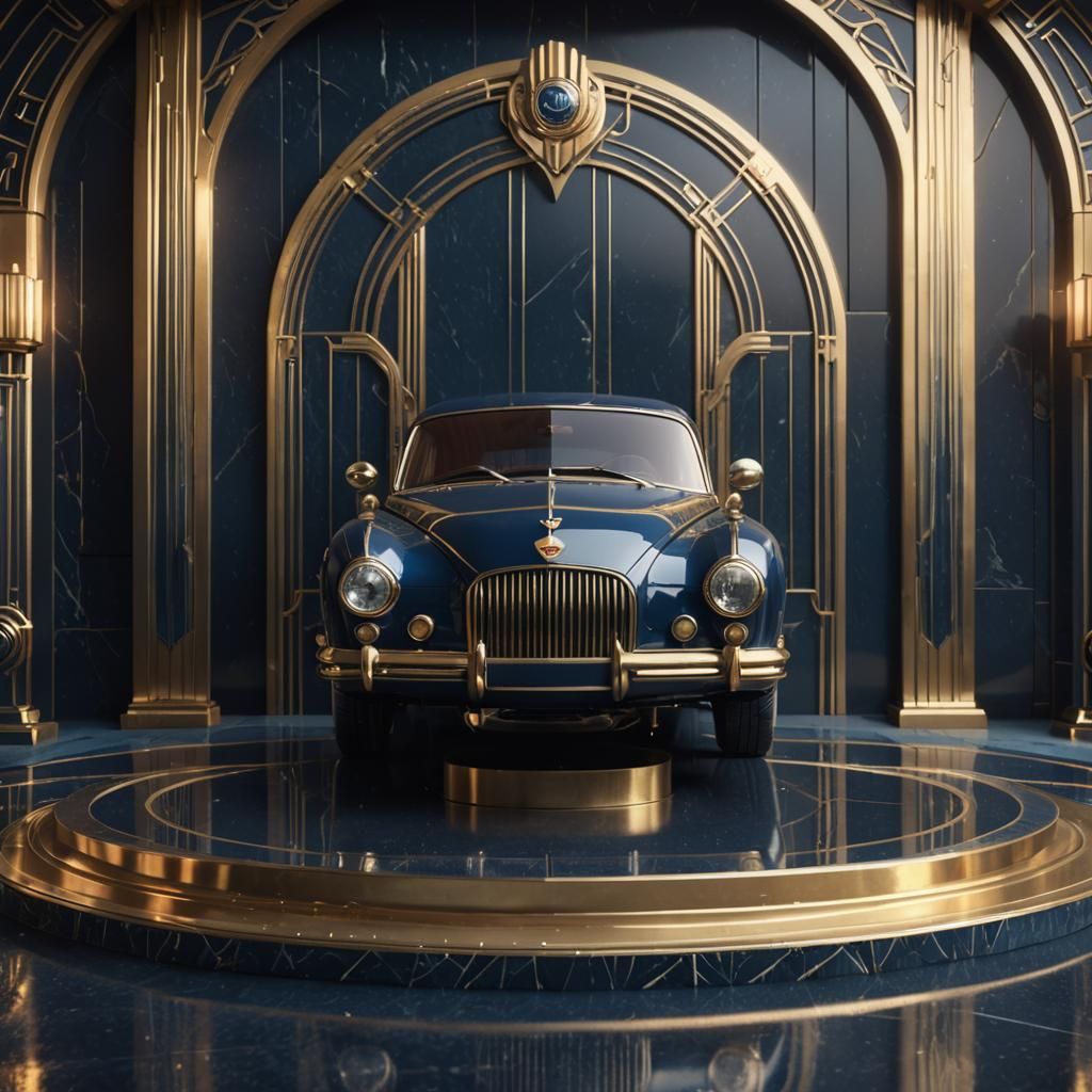Art Deco-Inspired Luxury Car in Geometric Opulence