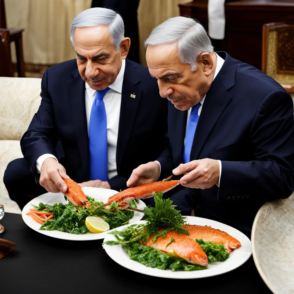 Bibi Netanyahu Eating Fish