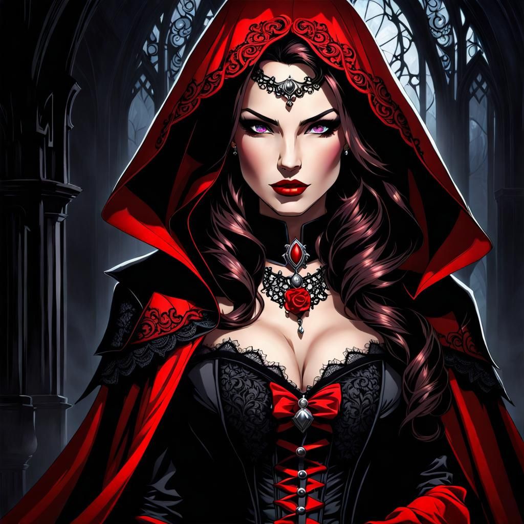 Ethereal Gothic Beauty in Red