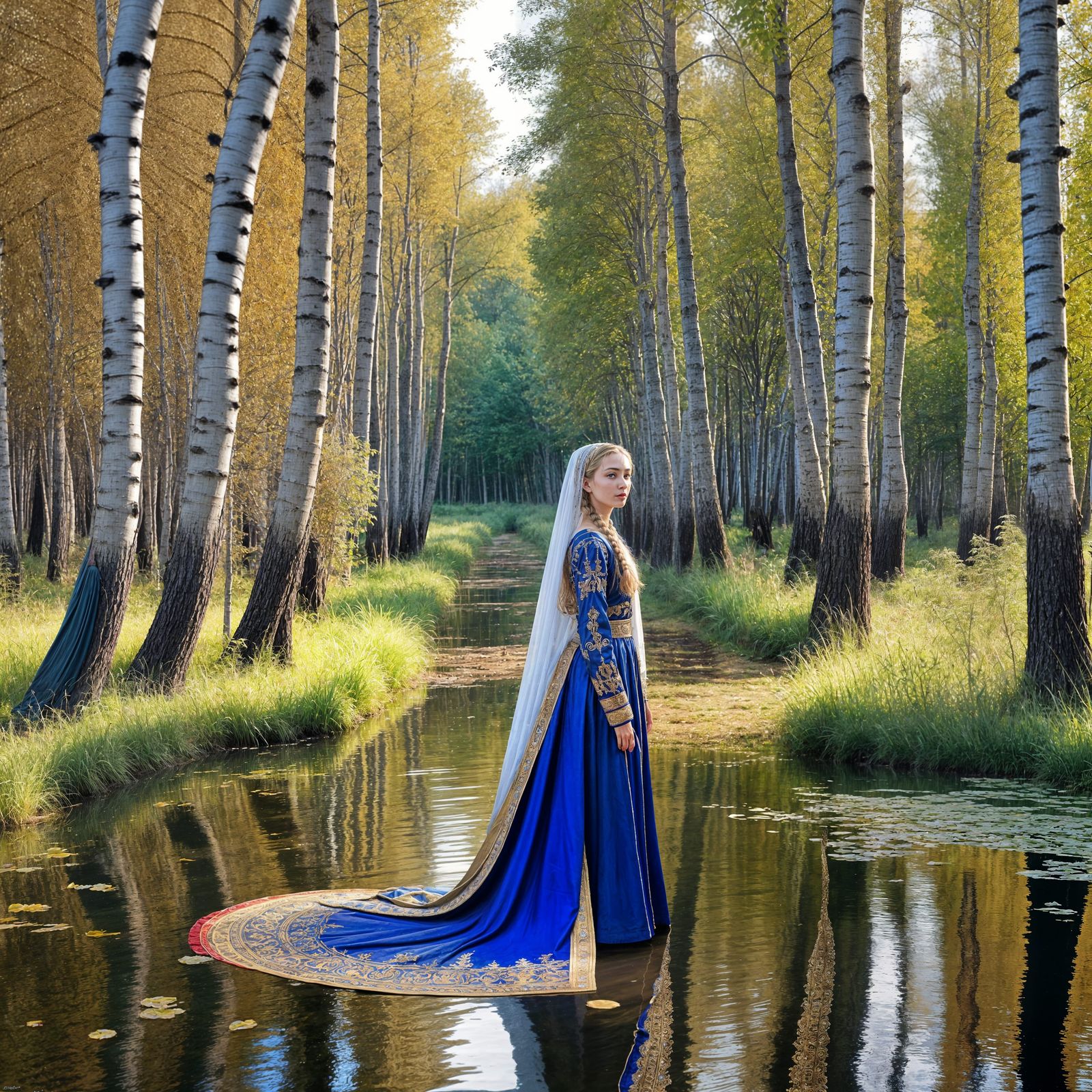 Russian Tsarina in Extravagant Headdress and Gown