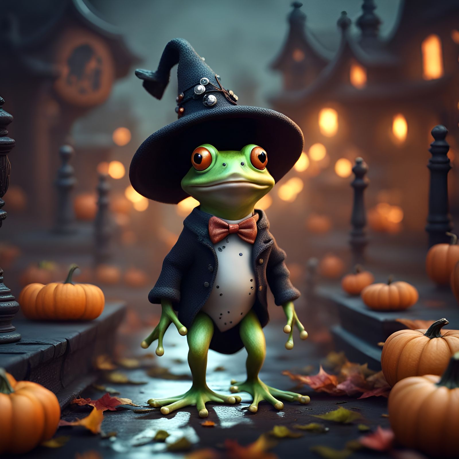 Cute Frog Ghost at a Halloween Bash