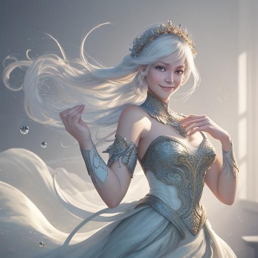 Fantasy Girl Surrounded by Whimsical Music Notes