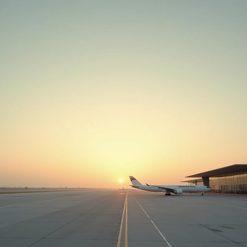 Grand Airport Panorama with Sunrise Hues
