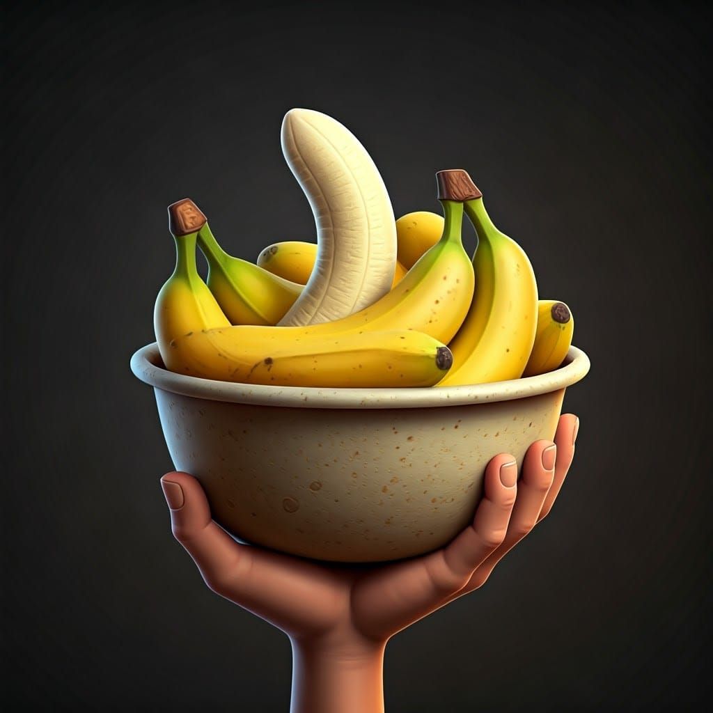 Joyful Hand with Bananas in a Vibrant, Loish-Inspired Style
