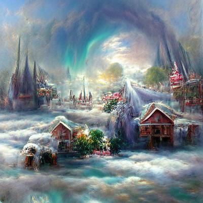 Surreal Winter Wonderland in Whimsical Fantasy Style