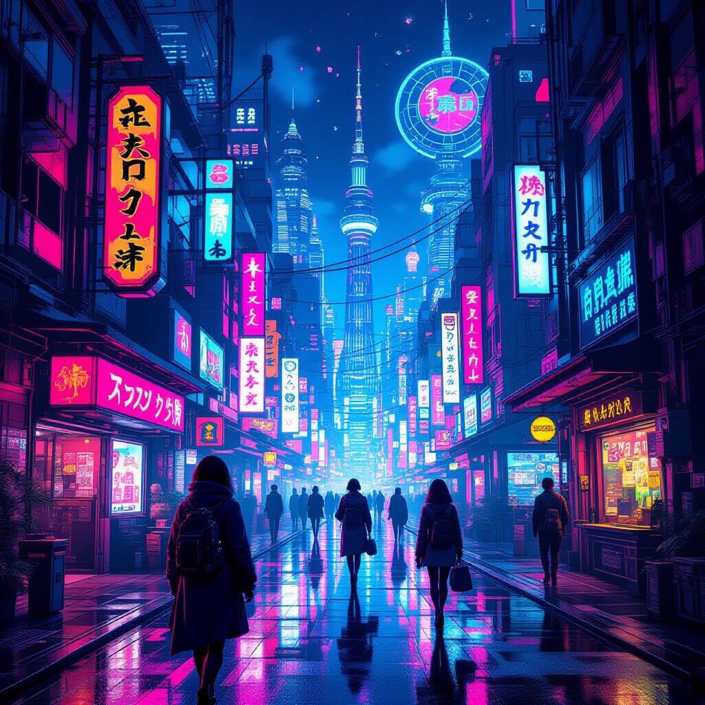 Cyberpunk Anime Cityscape with Steampunk Elements