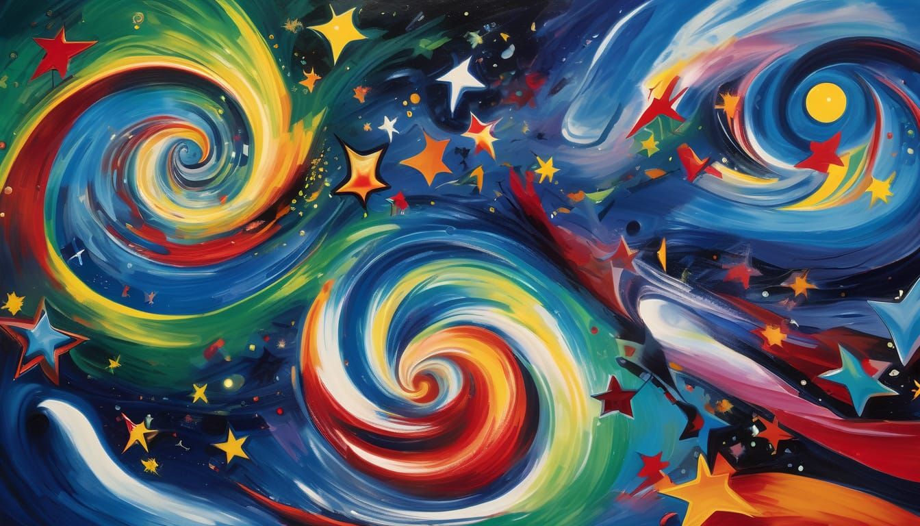 Vibrant Cosmic Vortices: Paint, Plasma & Stars