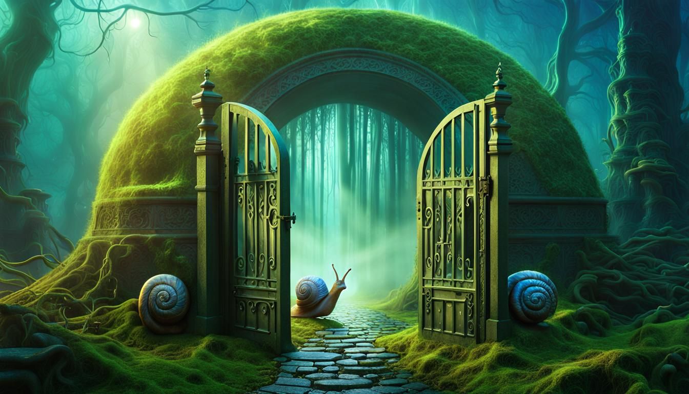 Surreal Snail Discovers Mysterious Dimensional Gateway