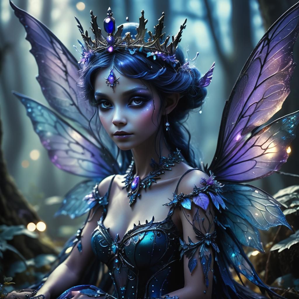 Ethereal Dark Fairy in Mystical Forest