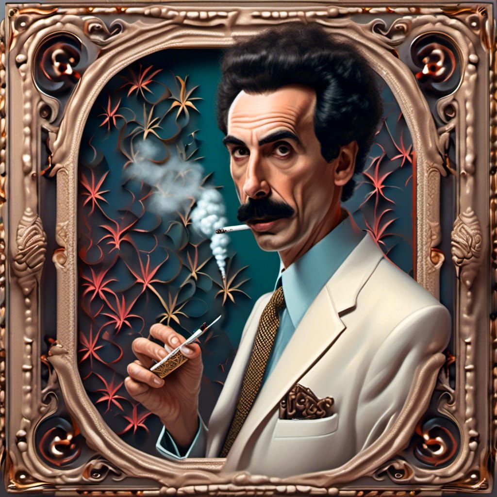 Borat smoking a joint