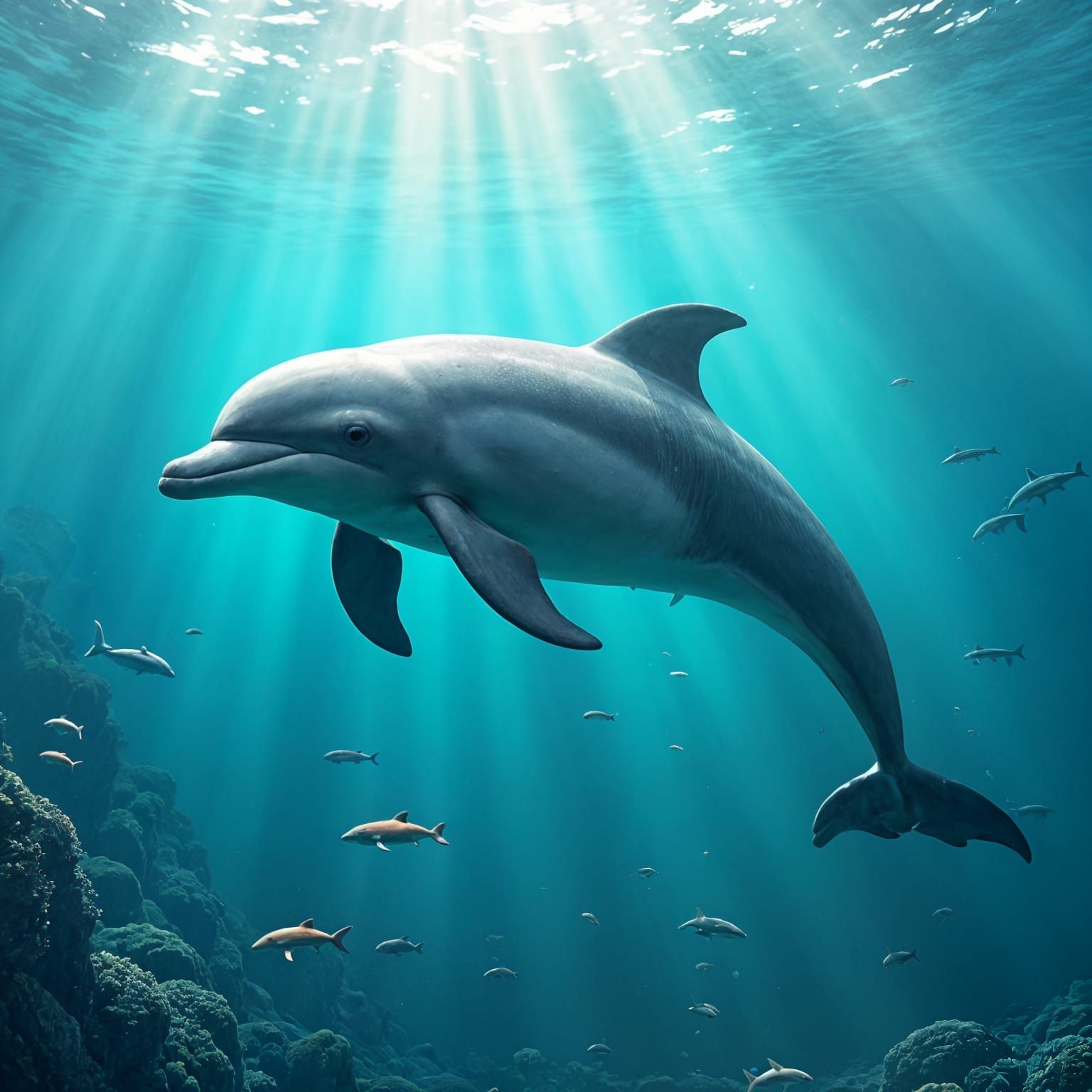 Majestic Dolphin Glides Through Crystal Ocean Waters