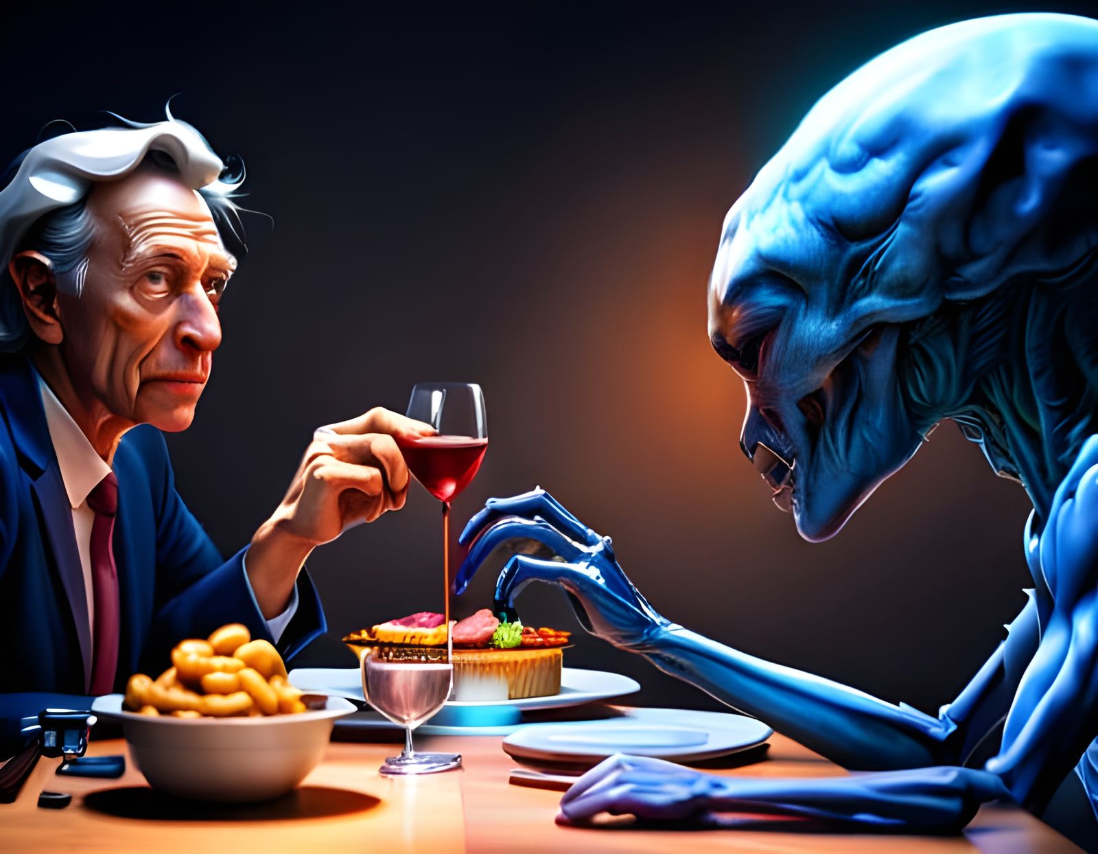 Surreal Alien Dinner Captured in Candid Photography