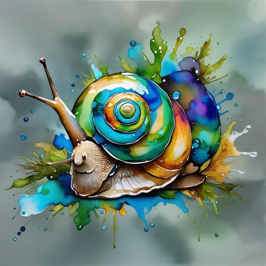 Vibrant Slithering Form in Whimsical Watercolor Strokes