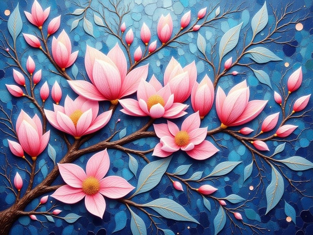 Dreamy Pink Dogwood Branch in Baroque Style