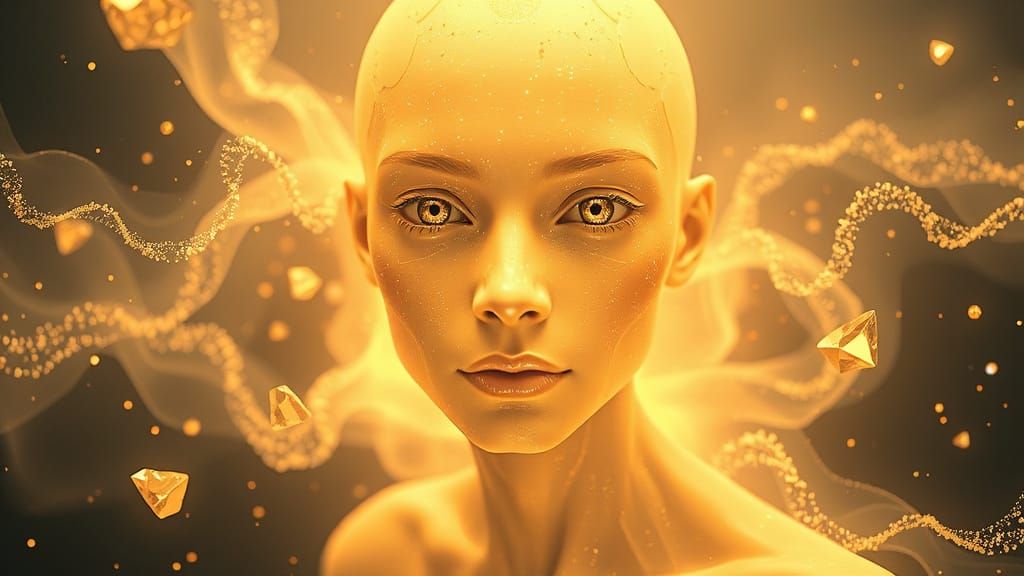 Luminous Humanoid Born of Light and Data