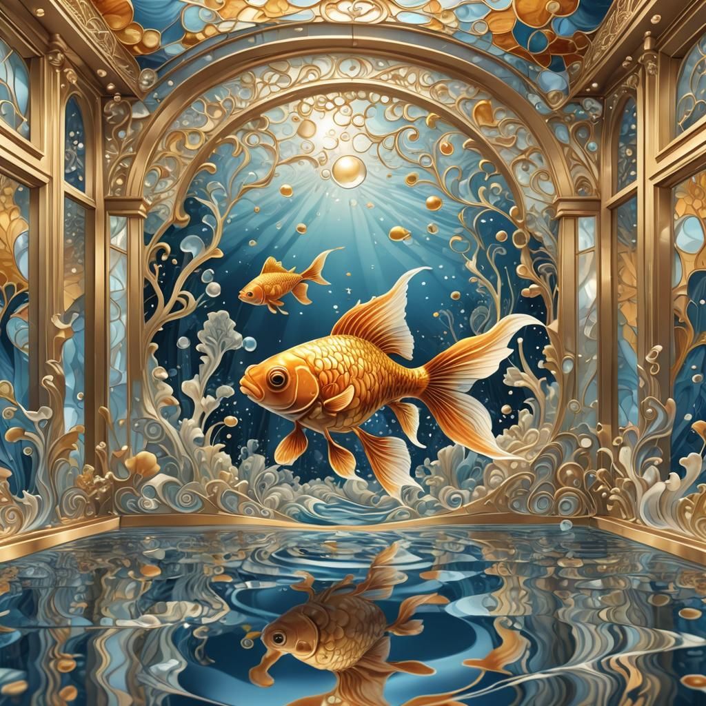 Golden Fish in a Secluded Pearl Palace