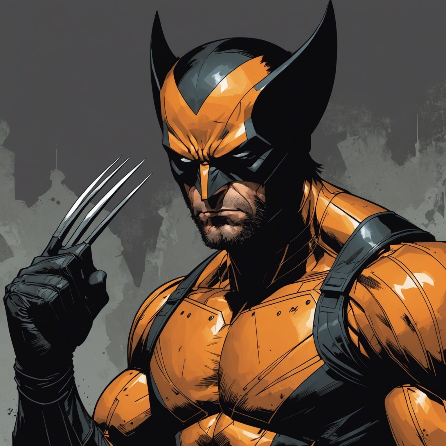 Grimdark Noir Wolverine in Orange and Black