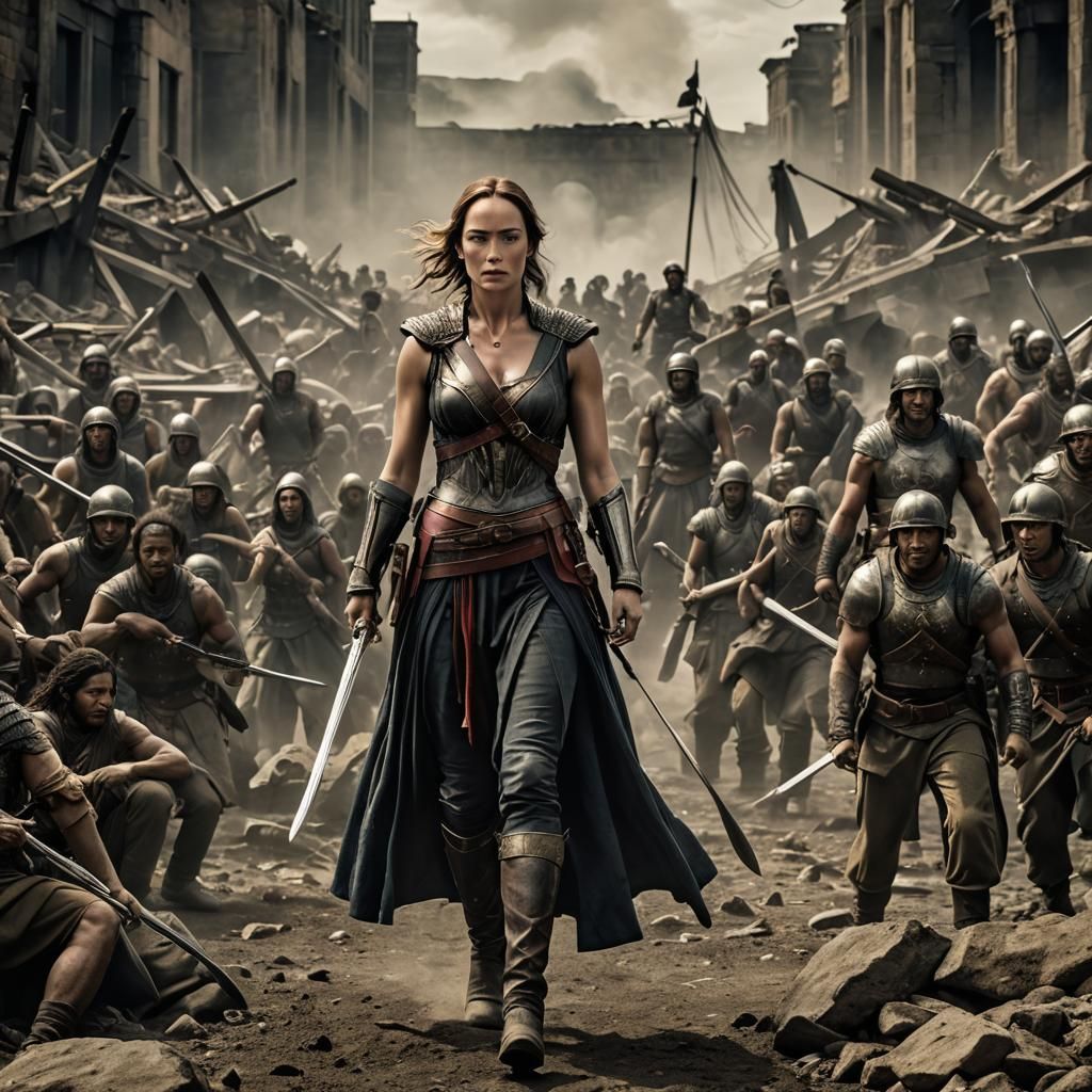 Epic Warrior Woman Stands Tall Amidst Apocalypse
